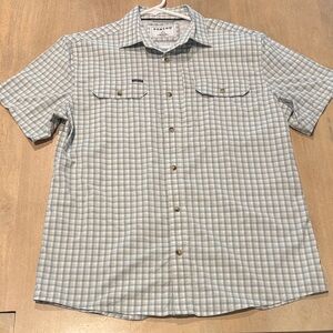 Poncho Men's green and White Plaid Shirt—Medium Slim fit